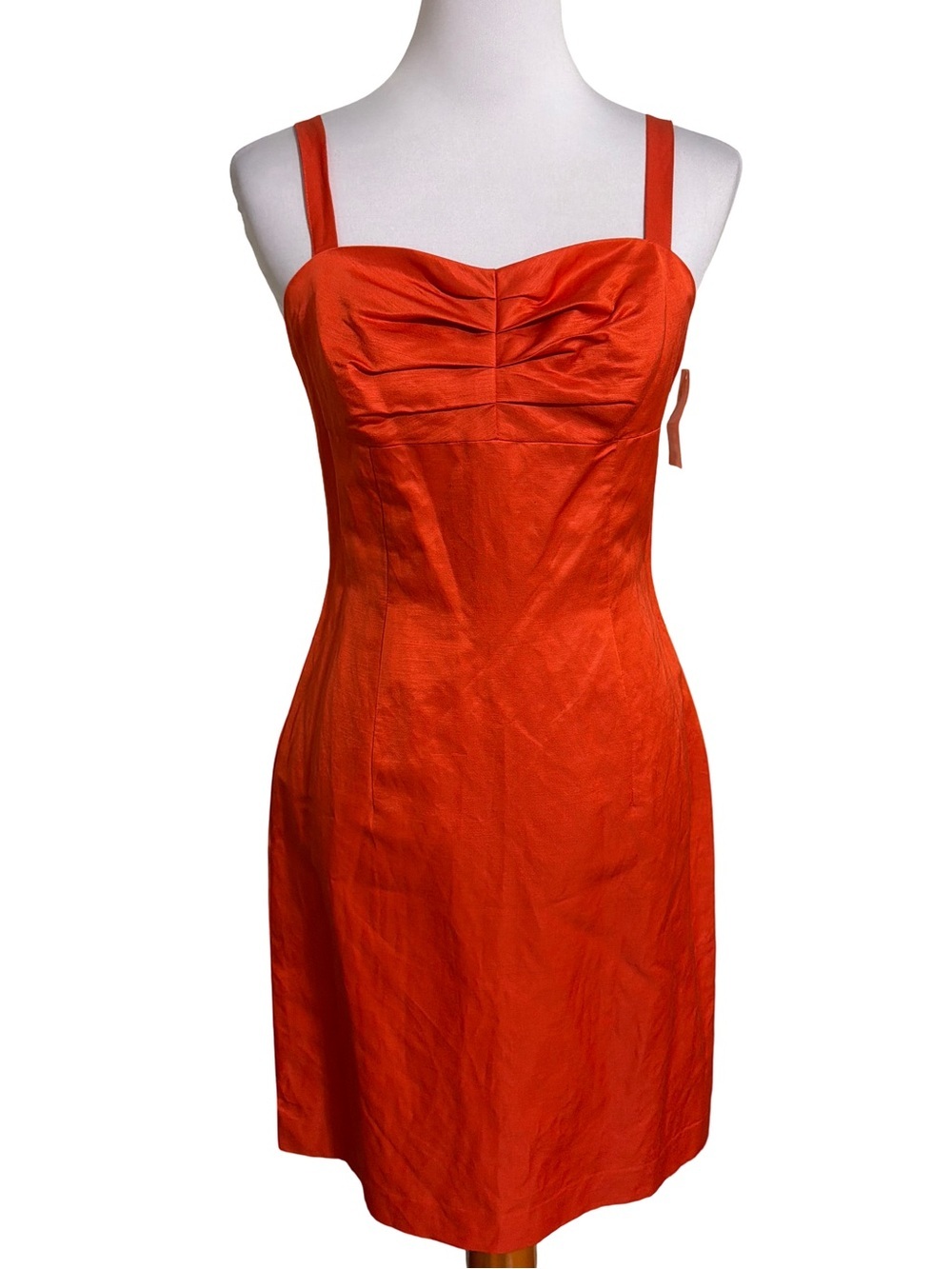 H&M Orange Red Sleeveless Midi Sheath Dress Size 8